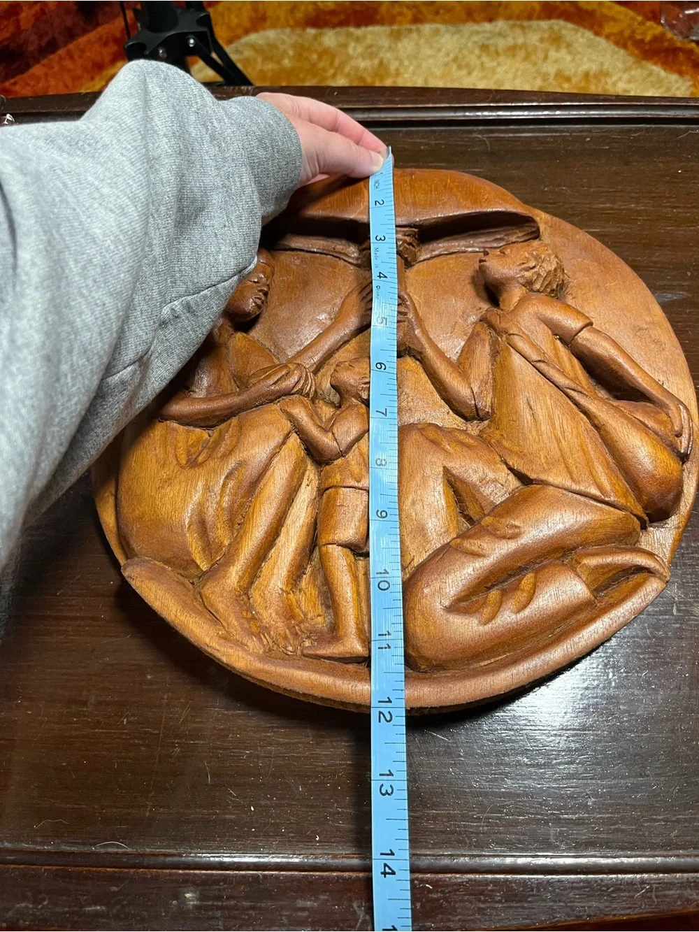 Handcrafted Brown Wood Relief Family Wall Art